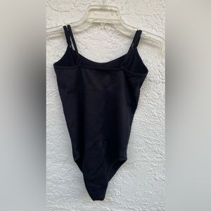 OQQ Bodysuit Sexy Ribbed Sleeveless AdjustableSpaghetti Strips large color black